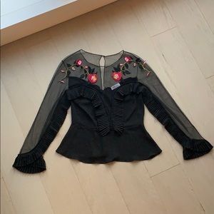Delfi embroidered sheer blouse